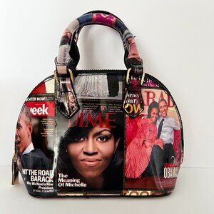 Michelle Obama Glossy Magazine Cover Collage Satchel Purse